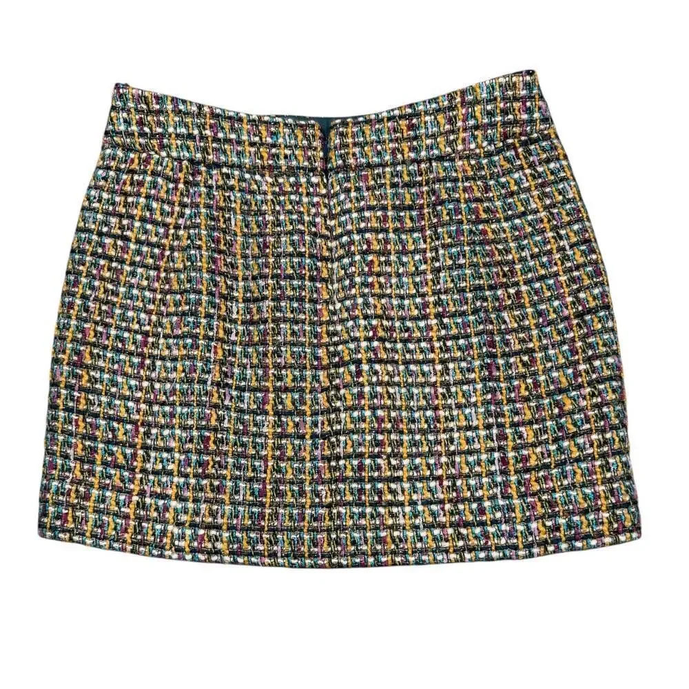 J.Crew Multicolor Tweed Zip Pocket Mini Skirt Size 2 - Picture 5 of 6